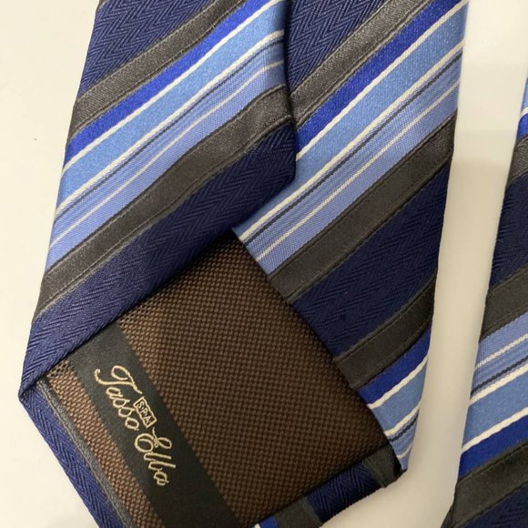 NWT Tasso Elba Stripped Blue Tie - Picture 3 of 5